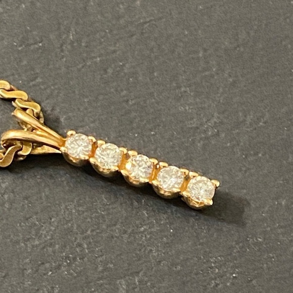 Vintage Italian 14K Soild Gold Genuine Mined Diamond Necklace - Picture 6 of 9